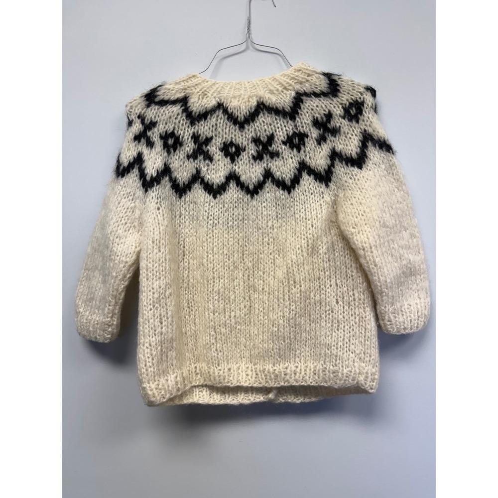 Vintage Stix Baer Fuller Mohair Wool Fair Isle Cardigan Hand Knit Italy Sz 38 - Picture 4 of 5